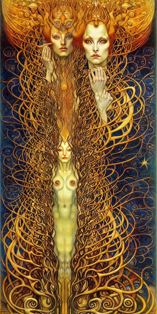 Image similar to Divine Chaos Engine by Karol Bak, Jean Delville, William Blake, Gustav Klimt, and Vincent Van Gogh, symbolist, visionary