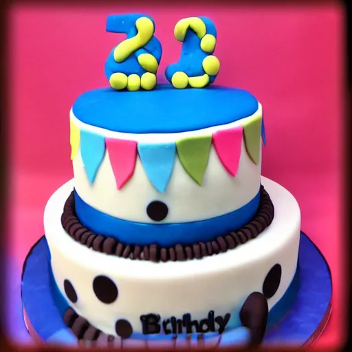 Prompt: a beautiful birthday cake with a design based on the tv show bluey, amazing beautifully decorated cake