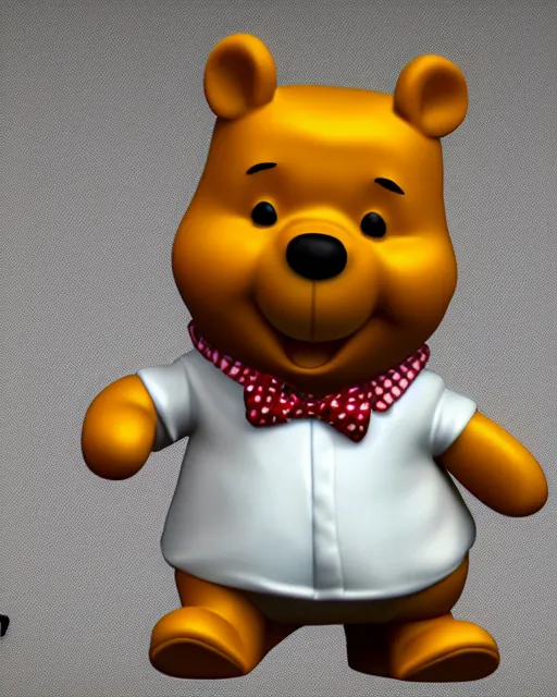 full body 3d render of winnie-the-pooh wearing a suit