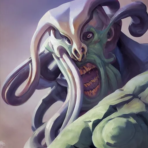 Prompt: greg manchess portrait painting of cthulhu as overwatch character, medium shot, asymmetrical, profile picture, organic painting, sunny day, matte painting, bold shapes, hard edges, street art, trending on artstation, by huang guangjian and gil elvgren and sachin teng