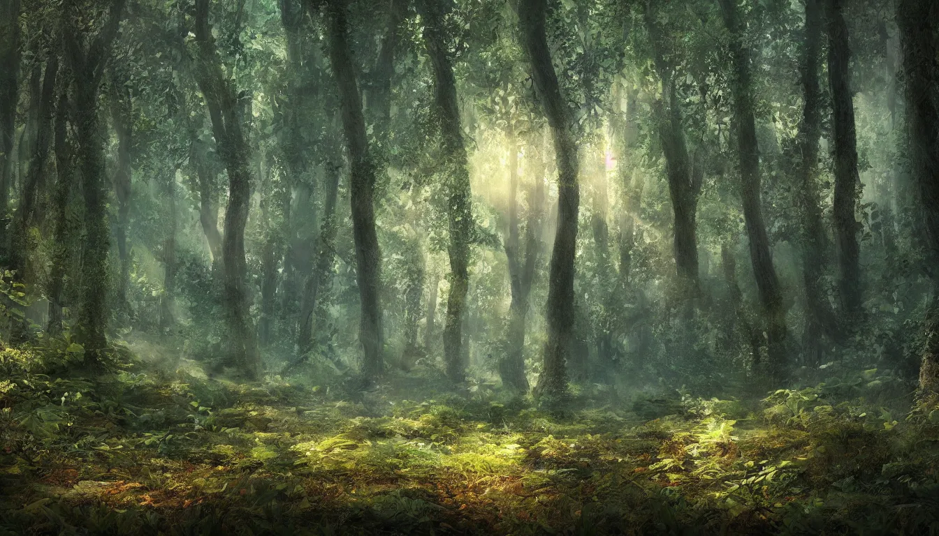 Image similar to a clearing in a forest, digital art, highly detailed, realistic, bright colors, 8 k, trending on artstation, studio lighting