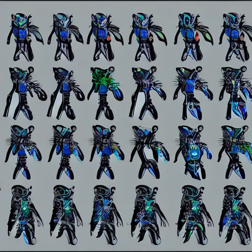 Image similar to character design sheets for an ancient manta ray biomech suit, art by tim shafer from his work on psychonauts 2 by double fine, and inspired by splatoon by nintendo, blacklight, winged