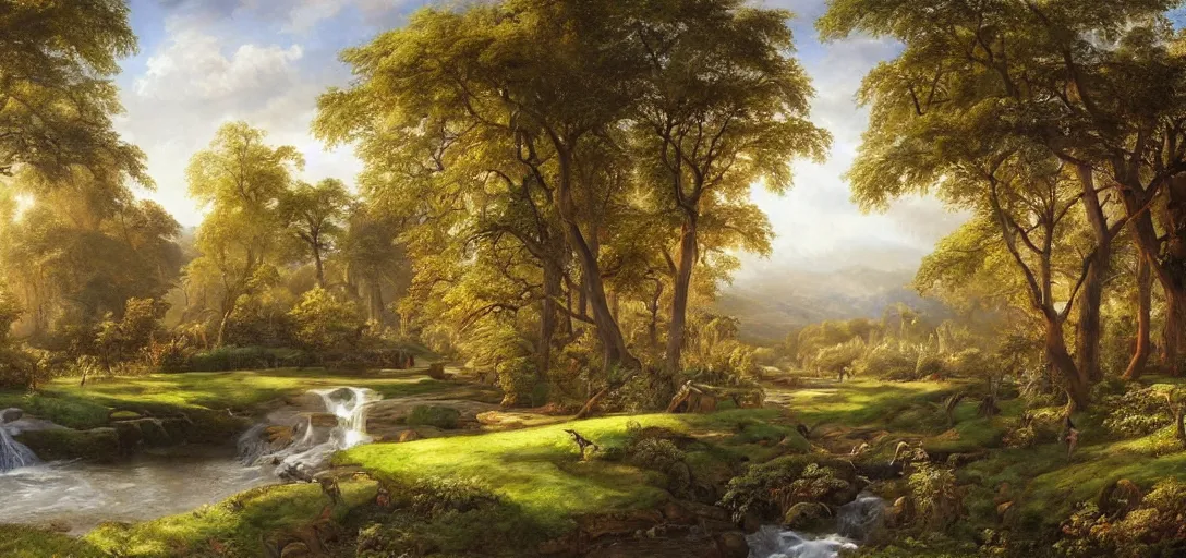 Image similar to beautiful Arcadia, sunny, photorealistic, masterpiece, award winning landscape photo, hyperdetailed