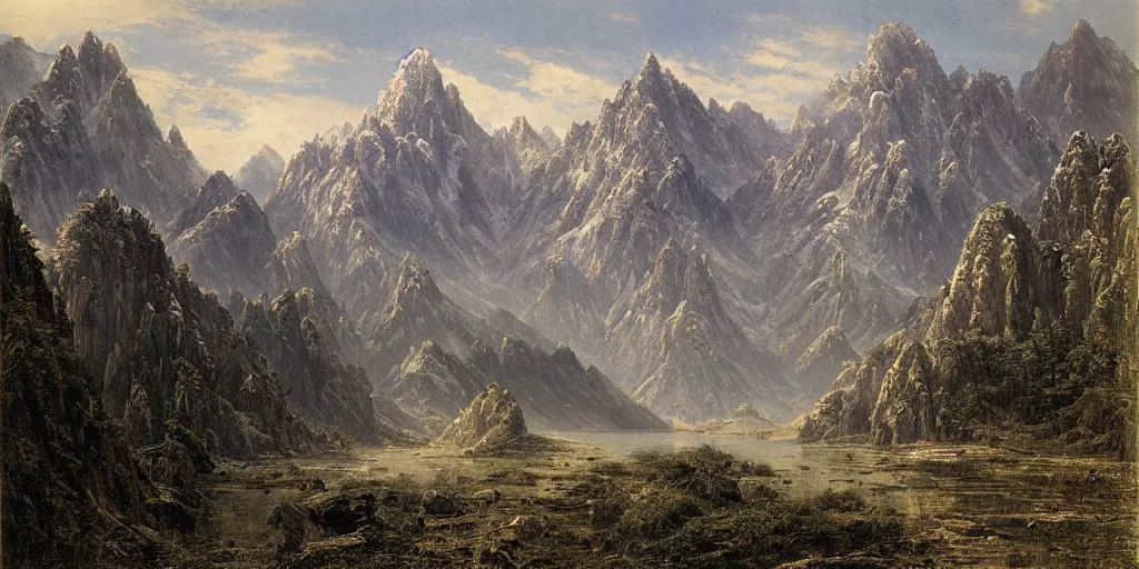 Image similar to Intricate mountainous landscape in the depths of China by Ivan Shishkin