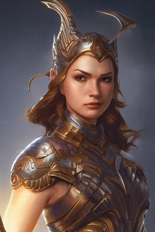 Image similar to amazon valkyrie athena, d & d, fantasy, portrait, highly detailed, headshot, digital painting, trending on artstation, concept art, sharp focus, illustration, art by artgerm and greg rutkowski and magali villeneuve