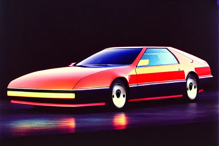 Prompt: designed by giorgetto giugiaro stylized poster of a single toyota soarer concept, thick neon lights, ektachrome photograph, volumetric lighting, f 8 aperture, cinematic eastman 5 3 8 4 film