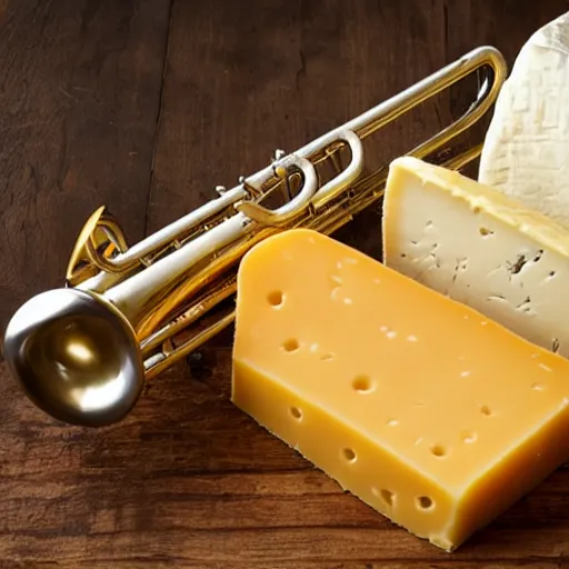 Image similar to a trumpet who has learned to make cheese