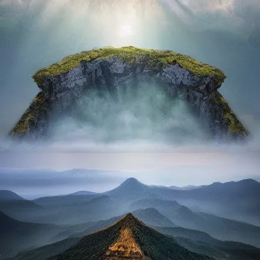 Image similar to a very beautiful crazy landscape photo of a secret civilization