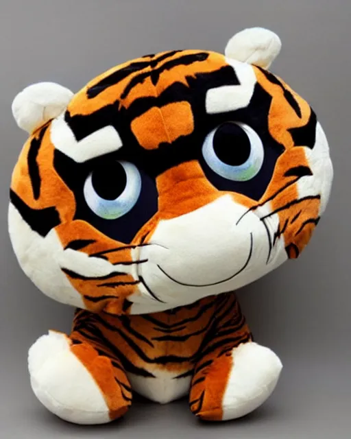Prompt: an antropomorphic tiger plushie, digital art by studio ghibli, googly eyes, cute, anime artstyle