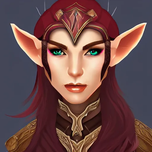 Prompt: female elf warrior portrait on a dark background, high quality digital art