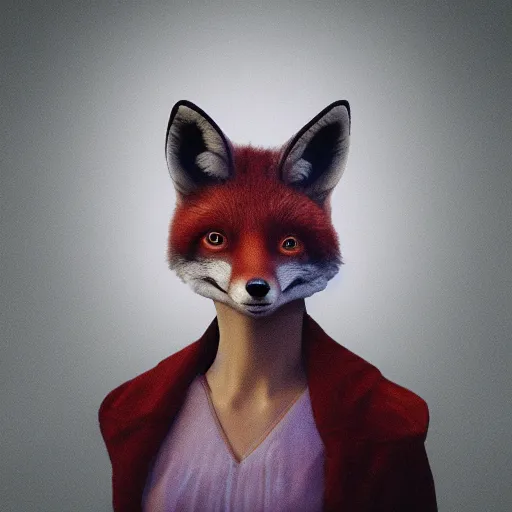 Image similar to a humanoid fox with a face inspired by jenna coleman