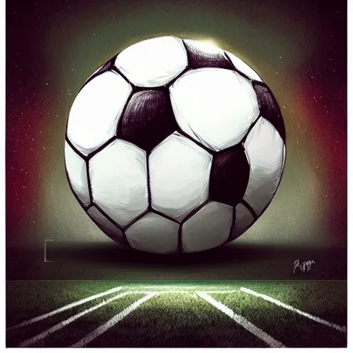 Image similar to detailed illustration of a football ball by alena aenami and annato finnstark