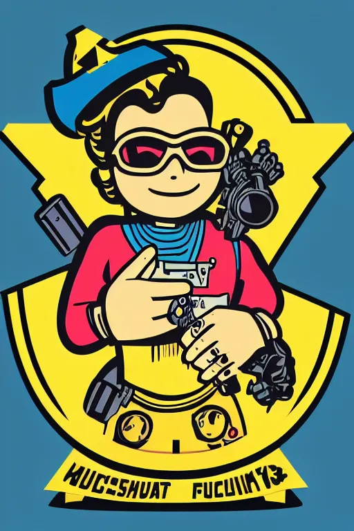 Image similar to fallout 7 6 retro futurist illustration art by butcher billy, sticker, colorful, illustration, highly detailed, simple, smooth and clean vector curves, no jagged lines, vector art, smooth andy warhol style