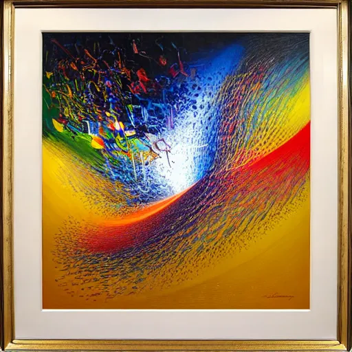 Image similar to abstract art representing momentum, oil painting by john berkey and gabriel dawe, masterwork