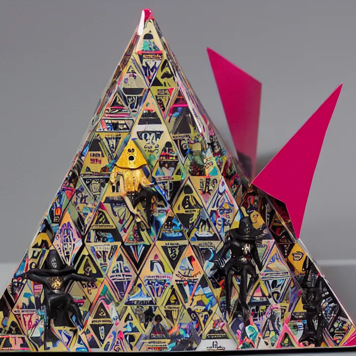 Prompt: pyramid illuminati pop up parade figure