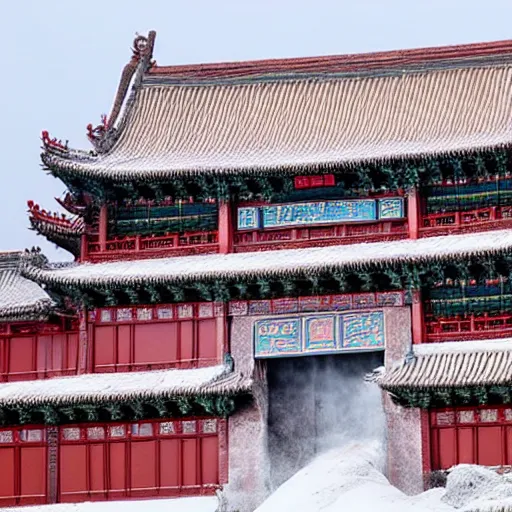 Image similar to Chinese ancient buildings is frozen