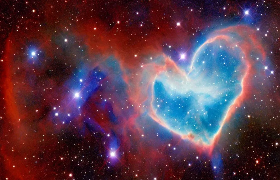 Image similar to nebula in the shape of a blue heart by Hubble telescope