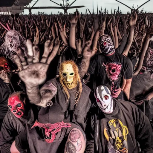 Image similar to slipknot concert moshpit of Juggalo jar jar binks