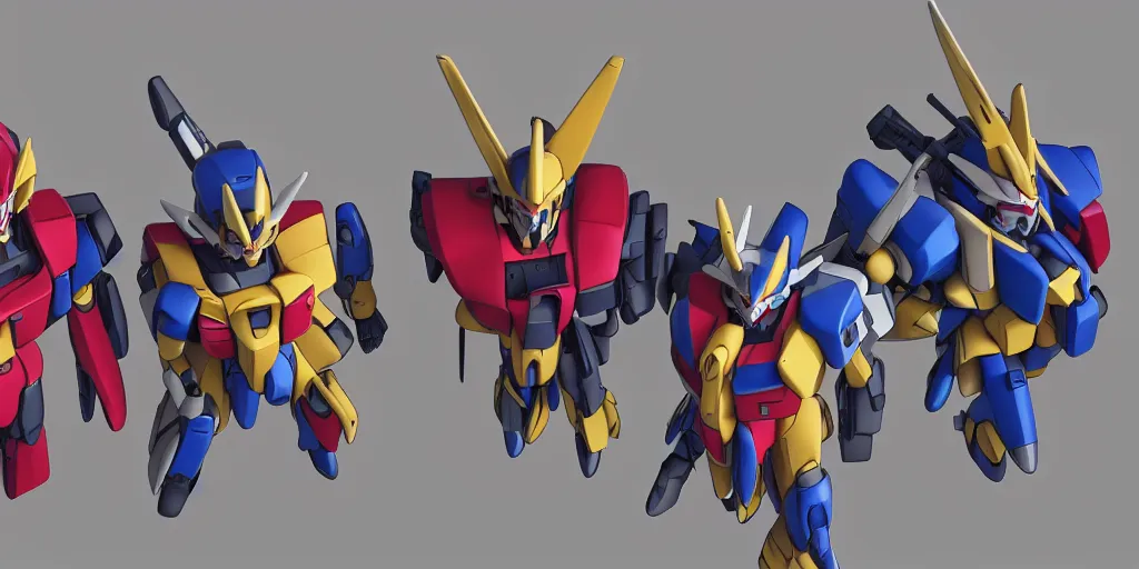 Image similar to Isometric 3d octane render of gundam head pieces