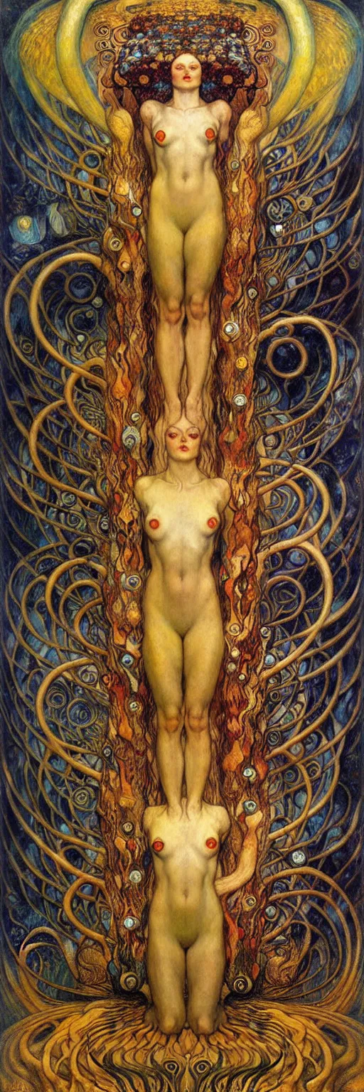 Image similar to Divine Chaos Engine by Karol Bak, Jean Delville, William Blake, Gustav Klimt, and Vincent Van Gogh, symbolist, visionary