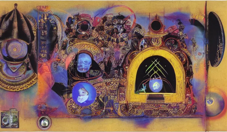 Image similar to GUI for a Kali Yuga countdown program, esoteric, futuristic, app design, web design, by Francis Bacon, Nam June Paik, Raoul Hausmann, Govardhan