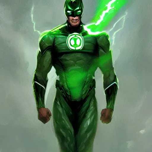 Image similar to portrait of Idris Ekba as green lantern, DC art, art by greg rutkowski, matte painting, trending on artstation