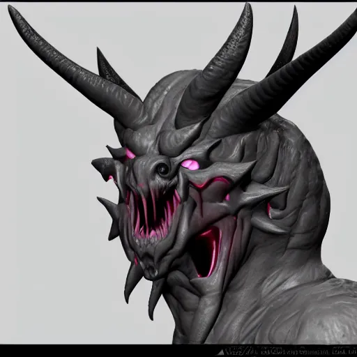 Prompt: detailed zbrush sculpt of a demon with horns and sharp teeth