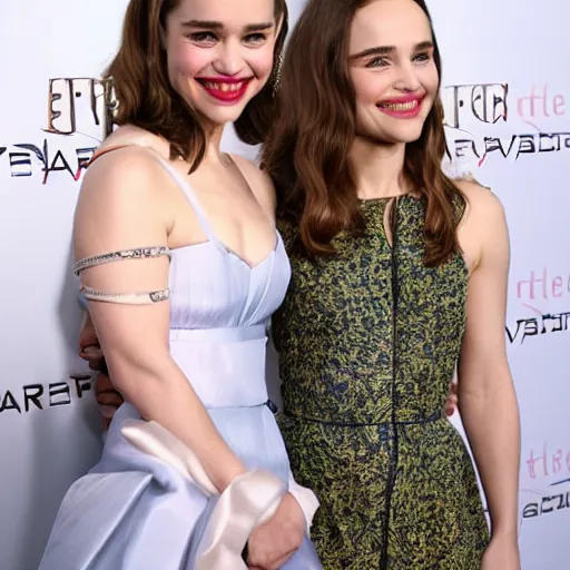 Prompt: Emilia Clarke and Natalie Portman posing for a picture