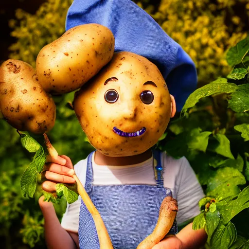 Image similar to Potato wizard, XF IQ4, 150MP, 50mm, f/1.4, ISO 200, 1/160s, natural light, Adobe Photoshop, Adobe Lightroom, DxO Photolab, polarizing filter, Sense of Depth, AI enhanced, HDR