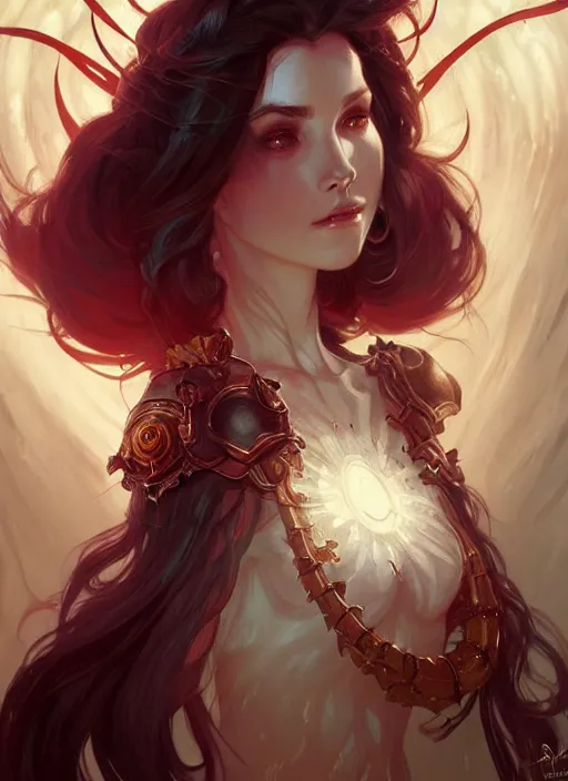 Image similar to summoner with a cute death elemental, fantasy, intricate, elegant, highly detailed, digital painting, artstation, concept art, wallpaper, smooth, sharp focus, illustration, art by artgerm and greg rutkowski and alphonse mucha