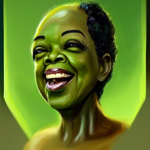 Image similar to a dish of oprah winfreys face fused with okra veg with green stalky ( ( green oprah winfrey's face ) ), oprah okra winfrey sentient veg, by greg rutkowski