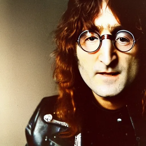 Prompt: John Lennon in a hair metal band, HD, high resolution, intricate detail