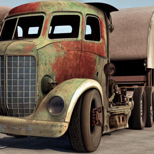 Image similar to semitruck ratrod, cgsociety