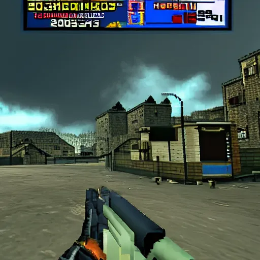 Prompt: og early fps shooter style homage 90s shooter early 2000s