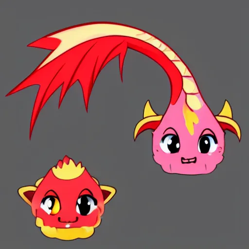 Image similar to the most cutest adorable happy picture of a dragon, tiny firespitter, kawaii, chibi style, Dra the Dragon, tiny red babdy dragon, adorably cute, enhanched, stuffed dragon, deviant adoptable, digital art Emoji collection