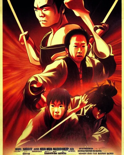 Prompt: a movie about kungfu, movie poster, anime art, smooth