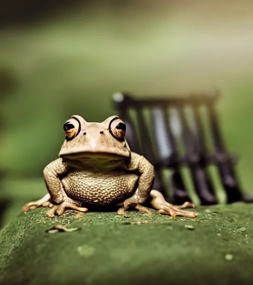 Prompt: a toad on a mushroom playing guitar