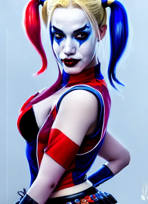 Prompt: photo of a gorgeous harley quinn in the style of stefan kostic, realistic, sharp focus, 8 k high definition, insanely detailed, intricate, elegant, art by stanley lau and artgerm