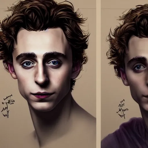 Image similar to Timothee Chalamet and Tom Hiddleston crossbreed, illustrated and rendered by Xie Boli, trending on artstation, 4k, 8k, photorealistic imagery, photorealistic details, intricate, highly detailed