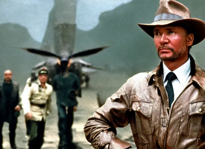 Image similar to film still, vladimir putin in the movie indiana jones