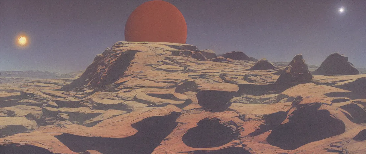 Prompt: Mars artwork by Chesley Bonestell