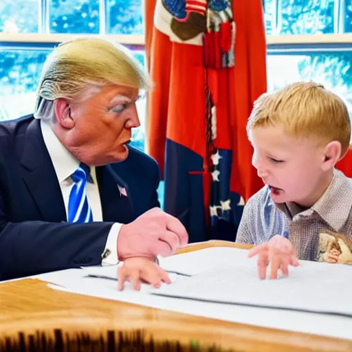 Image similar to photographic evidence of donald trump showing a child the nuclear codes, 1 0 8 0 p cnn footage