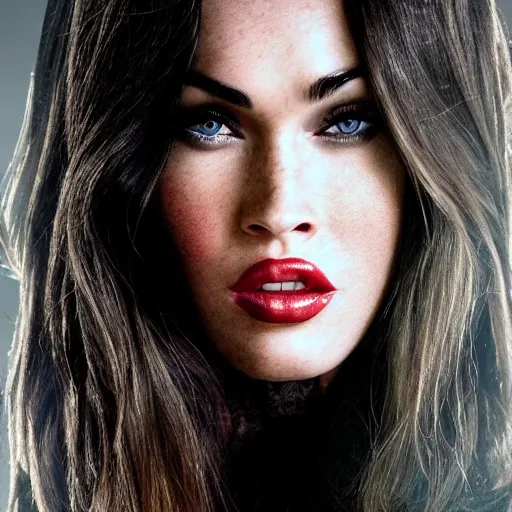 Image similar to megan fox portrait, arcane netflix, arcane vi, arcane jinx, concept portrait, acrace series