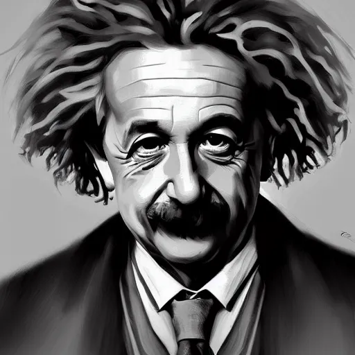 Image similar to portrait of Albert Einstein, Greg Rutkowski, photorealistic