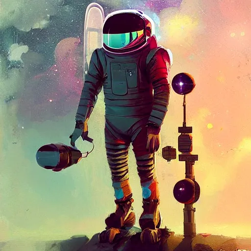 Image similar to kitty cat tabby spaceknight astronaut wearing a nanotech vest while standing next to a portal cristi balanescu ross tran ismail inceoglu dug stanat jakub rebelka oil painting impasto