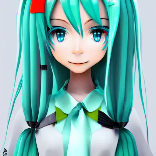 Prompt: hatsune miku holding leeks, 3 d render, trending on artstation