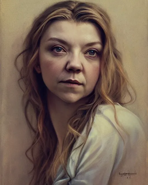 Image similar to portrait of a Natalie Dormer by Mandy Jurgens and Richard Schmid and chuck close and mucha