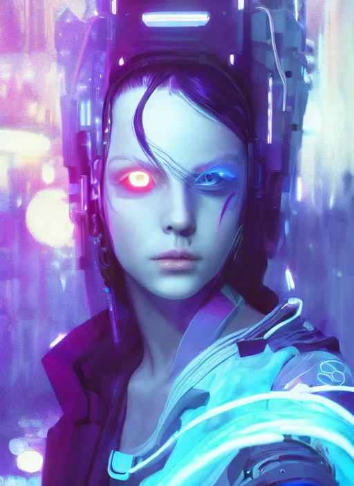 Image similar to beautiful young cyberpunk girl with blue hair, blue eyes, au naturel, hyper detailed, digital art, trending in artstation, cinematic lighting, studio quality, smooth render, fluorescent skin, unreal engine 5 rendered, octane rendered, art style by klimt and nixeu and ian sprigger and wlop and krenz cushart