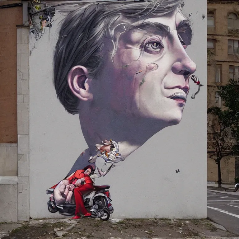 Prompt: Street-art portrait of Donald Tramp in style of Etam Cru
