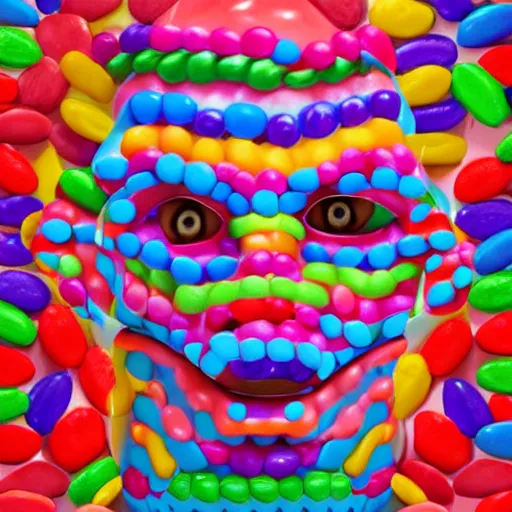 Image similar to a human made out of candy, digital art